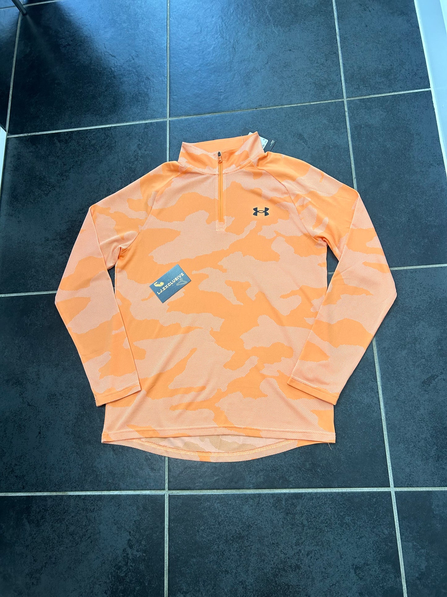 Under armour orange camo quarter zip